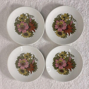 Vintage Ridgway Ironstone Kyoto Flower Pattern  Side Snack Plates x4